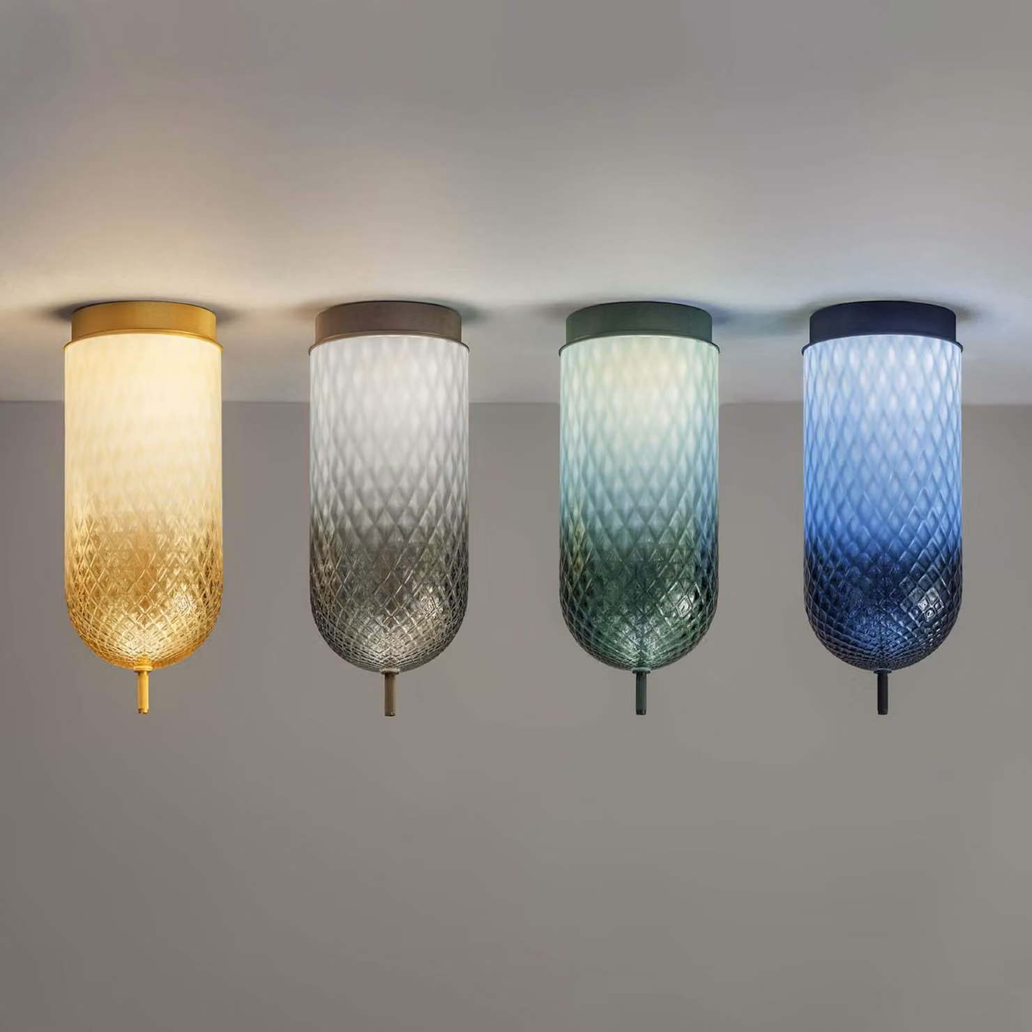 OLEV Plafoniera a LED Curuba, Alluminio / Grigio / Zincato, Soggiorno / Sala da pranzo, Vetro, Design, Plafoniera LED