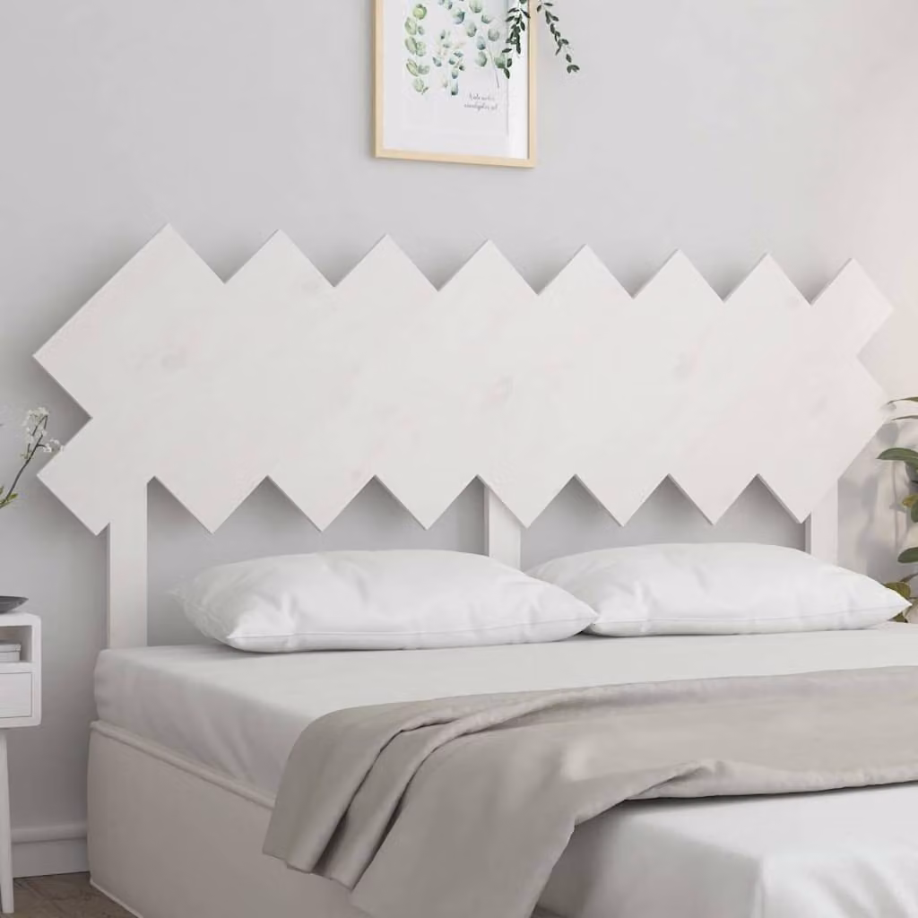 Testiera per letto vidaXL in legno massello di pino bianco, L 159,5 cm x P 3 cm x H 80,5 cm