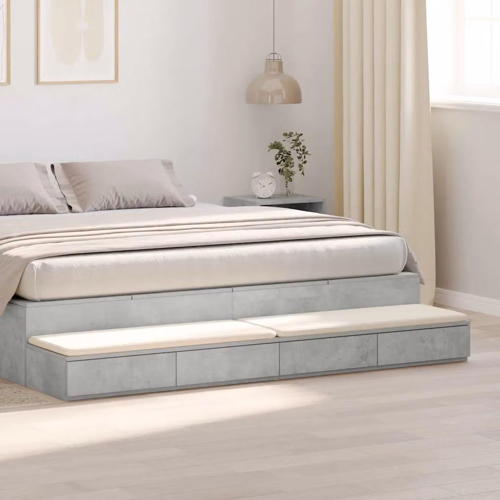 Cassetti per letto vidaXL Grigio cemento L 180 x P 36,5 x H 16,5 cm