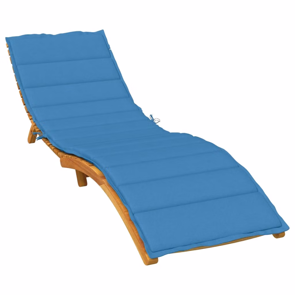 vidaXL Cuscino per Lettino Prendisole Blu in Tessuto con Imbottitura in Schiuma L/P/H: 200 x 60 x 4 cm