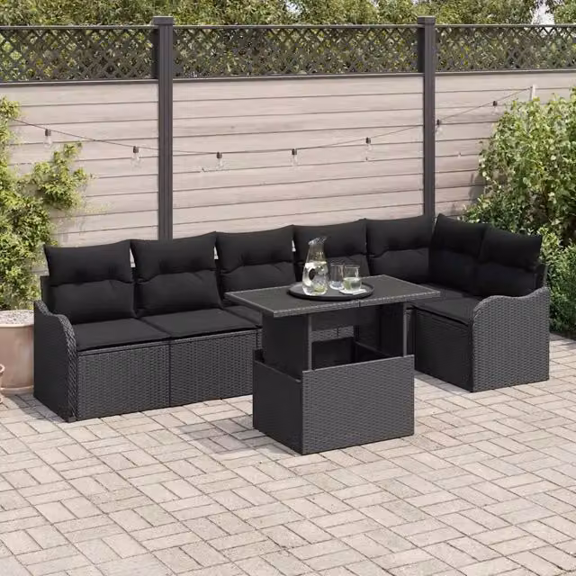 Set di divani 7 pz Nero Poly Rattan 3348479