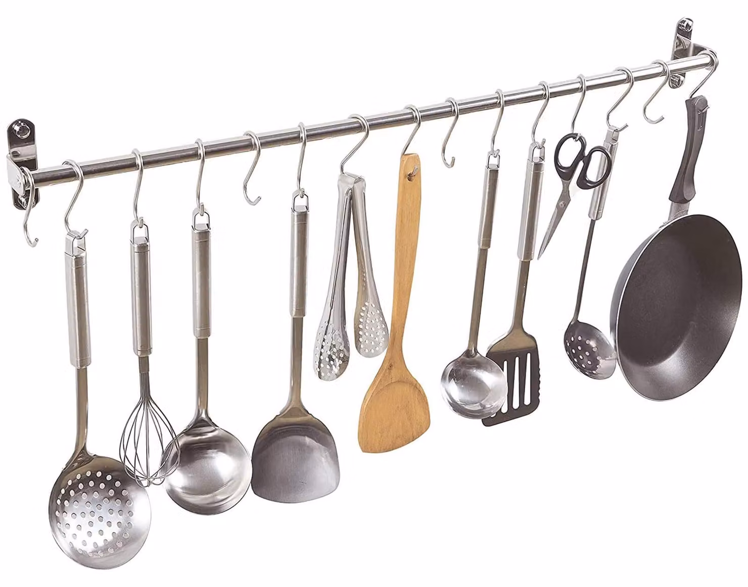 Rielino in acciaio inossidabile per cucina con supporto appendioggetti