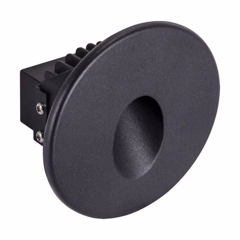 Lampada da scala a LED da incasso, lampada per gradini, applique da incasso per interni ed esterni, colore nero, forma rotonda, luce bianco neutro