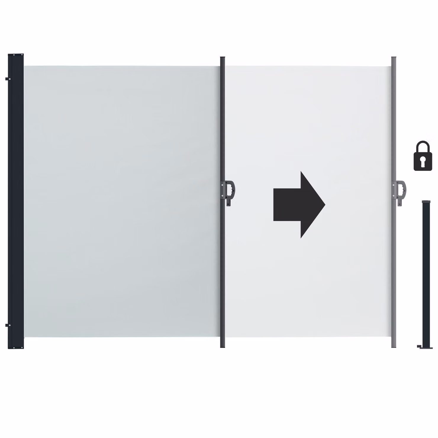 Tenda laterale oscurante tectake con meccanismo a rullo, montaggio a parete, in poliestere e acciaio, grigio, L: 300 cm, H: 200 cm – 2