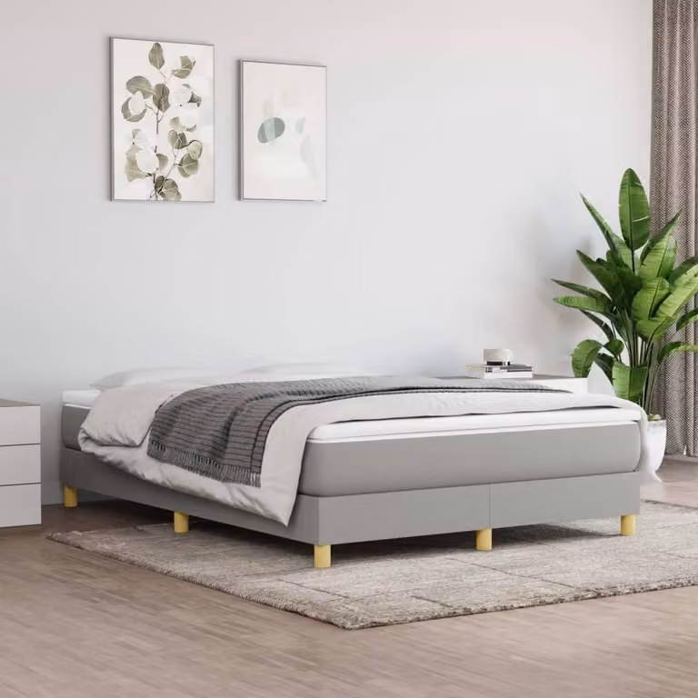 The Living Store Box spring bed grigio chiaro 140x190 cm tessuto