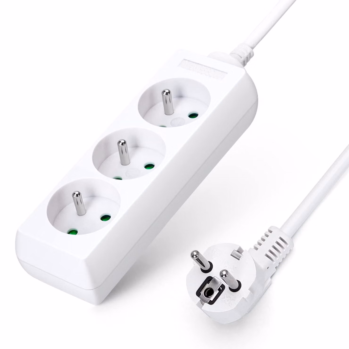 Aigostar, ciabatta multipresa da tavolo con 3 prese, 16A, 2P + E, protezione bambini, cavo da 5 metri, colore bianco