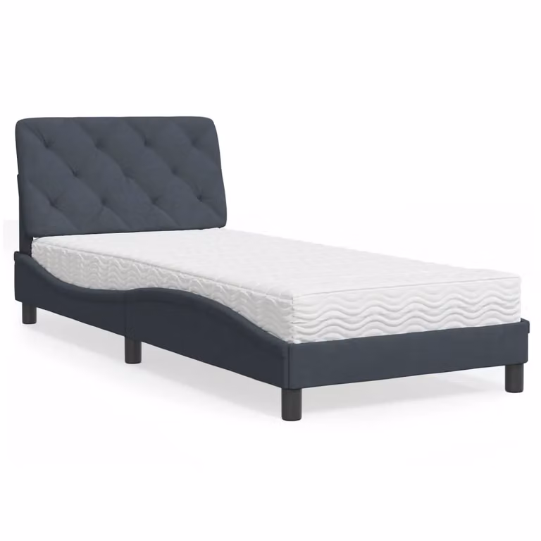 Letto con Materasso vidaXL in Velluto Grigio con Struttura in Legno e Metallo L/P/H: 80 x 200 cm