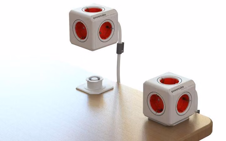 allocacoc PowerCube Extended 3 m, 5 prese, 230 V Schuko, rosso