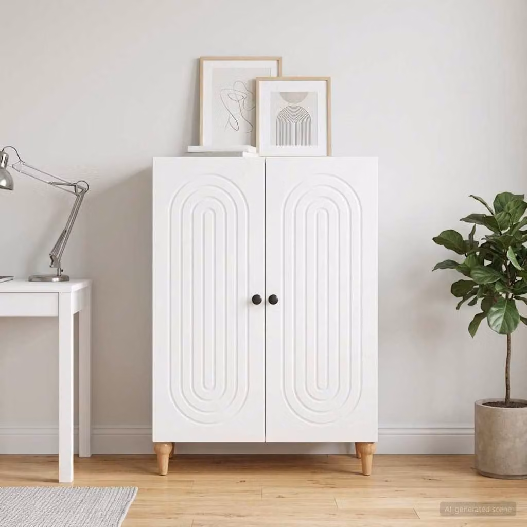 Credenza moderna vidaXL in legno ingegnerizzato bianco L: 66 cm, P: 34,5 cm, H: 90 cm