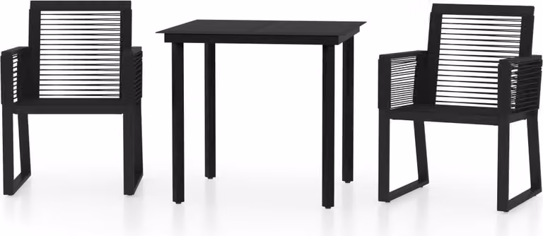 Set Mobili da Pranzo per Giardino 3 pz Nero