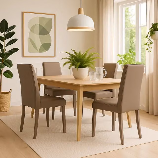 Set di 2 sedie da pranzo imbottite in similpelle beige Alina con struttura in legno facili da pulire Made in Italy | Duzzle