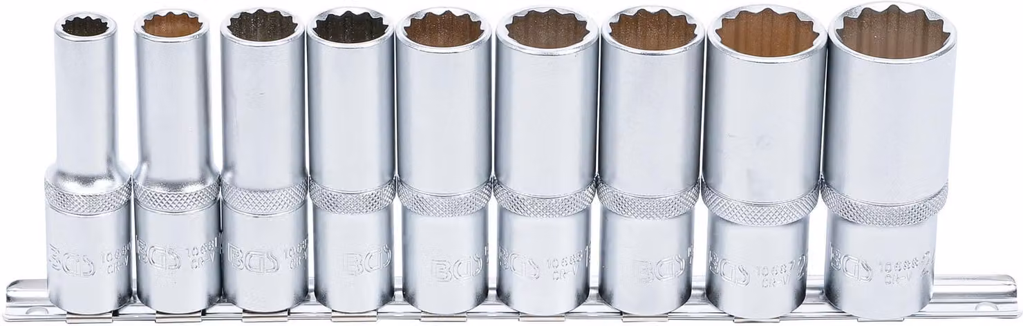 BGS 5253 | Set di chiavi a bussola, a dodici lati, profonde | 12,5 mm (1/2") | SW 10 - 24 mm | 9 pz.