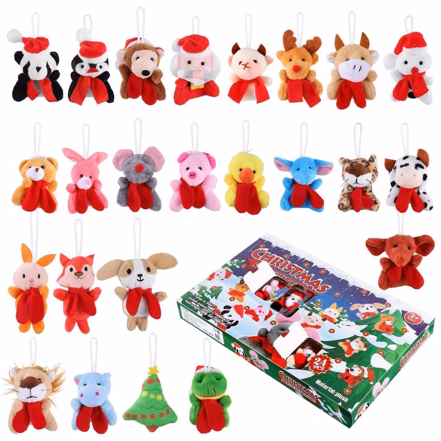 Calendario dell'Avvento 2026 con 24 mini peluche per bambini, ideale come decorazione natalizia o regalo