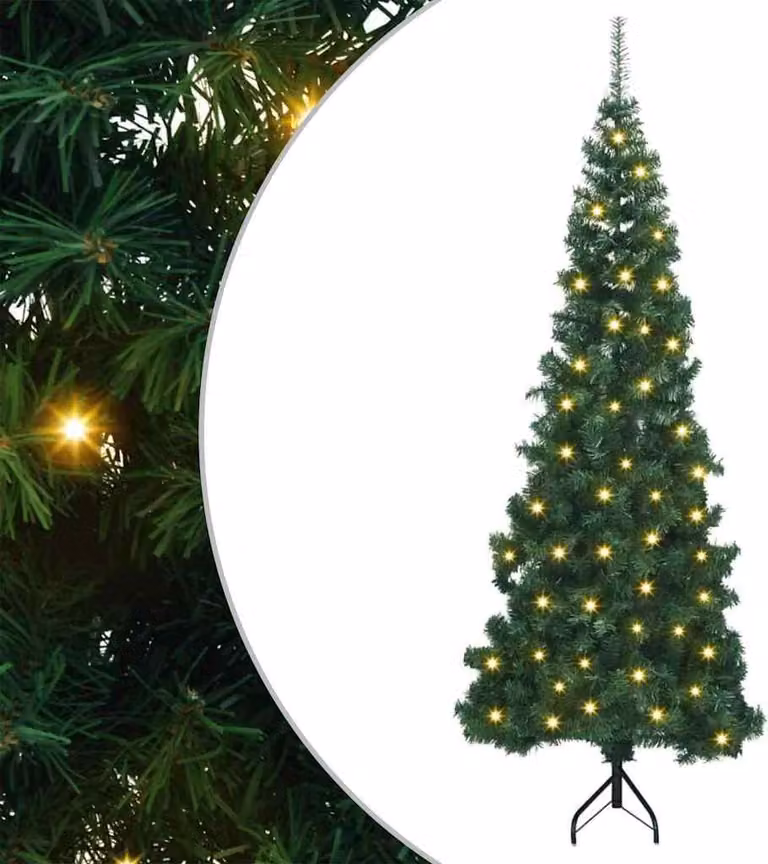 Albero di Natale Artificiale Angolare con 300 LED Verde 180 cm