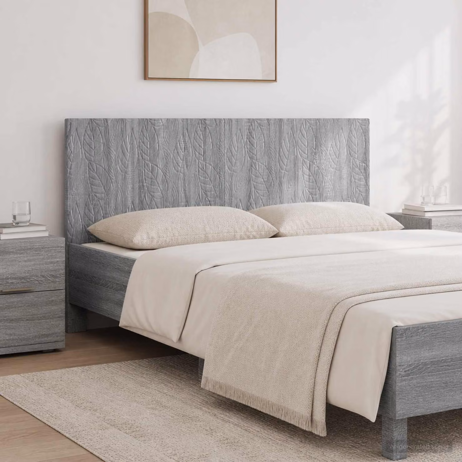Testiera da muro vidaXL DELFT Sonoma grigio in legno ingegnerizzato con ripiano integrato e scomparti laterali L 160 x H 50 x P 14 cm