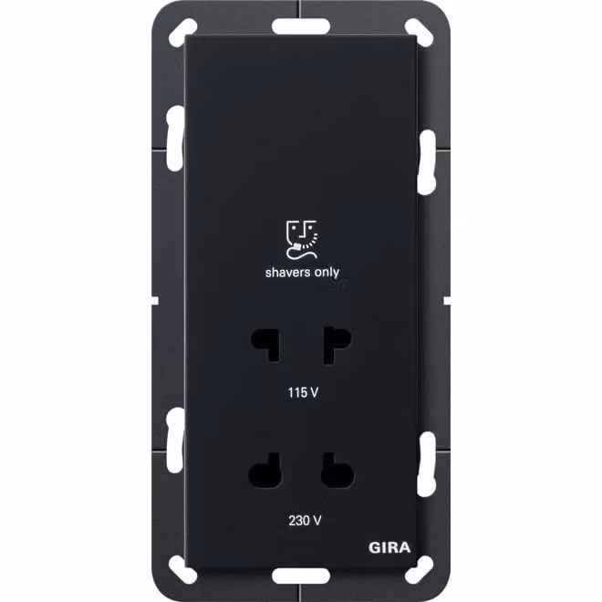 Gira Presa per rasoio 115 - 230 V Sistema 55 Nero cod. 2820005
