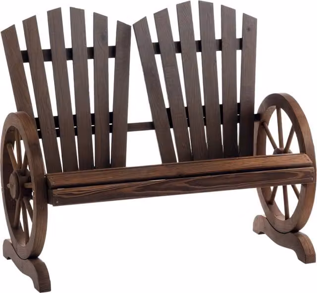 Panchina da giardino Minimal in legno massello con braccioli, Marrone scuro, L: 108 cm, P: 66 cm, H: 95 cm – 1