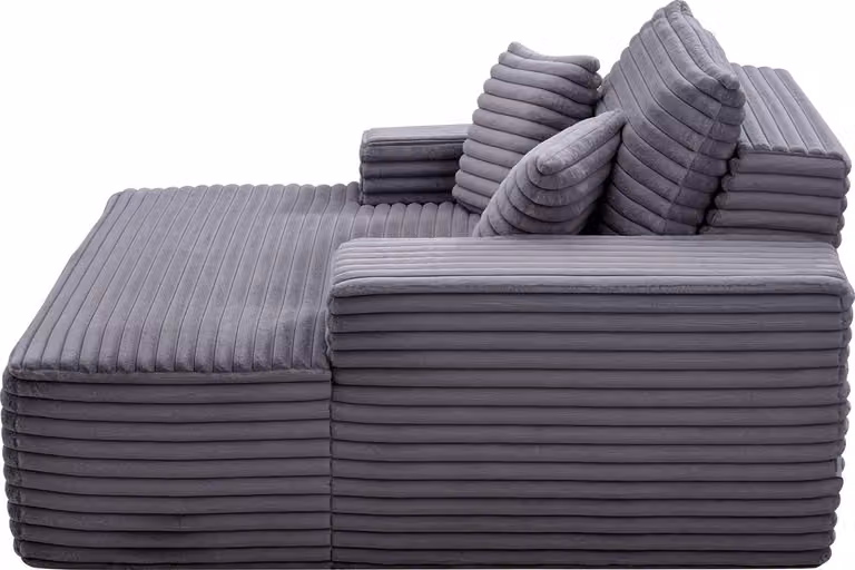 SucceBuy chaise longue reclinabile 138 cm, divano letto imbottito con cuscini e braccioli, divano letto con seduta confortevole per soggiorno e camera da letto, poltrona lounge in schiuma elastica