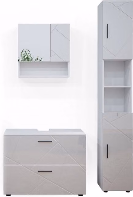Set mobili bagno Irma Bianco lucido 3 pezzi Vicco