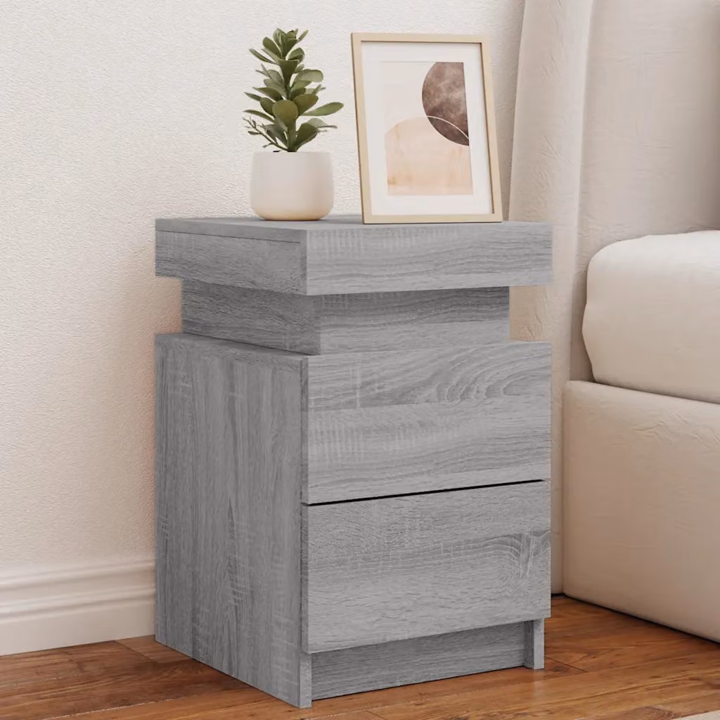 Comodino con Luci LED vidaXL Grigio, Design Moderno da Parete