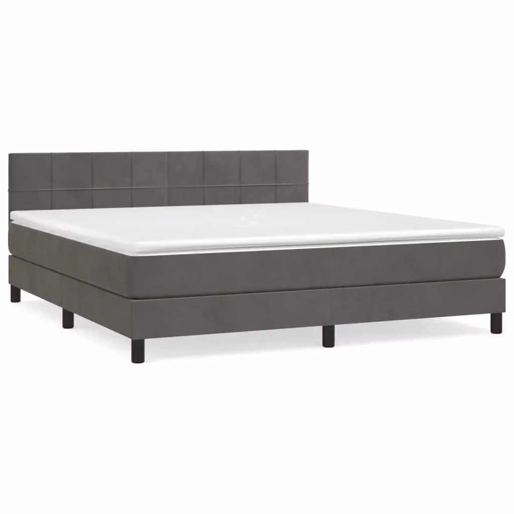 Letto Ibrido con Giroletto a Molle e Materasso vidaXL in Velluto Grigio e Bianco L/P/H: 160 x 200 x 78 cm – 2