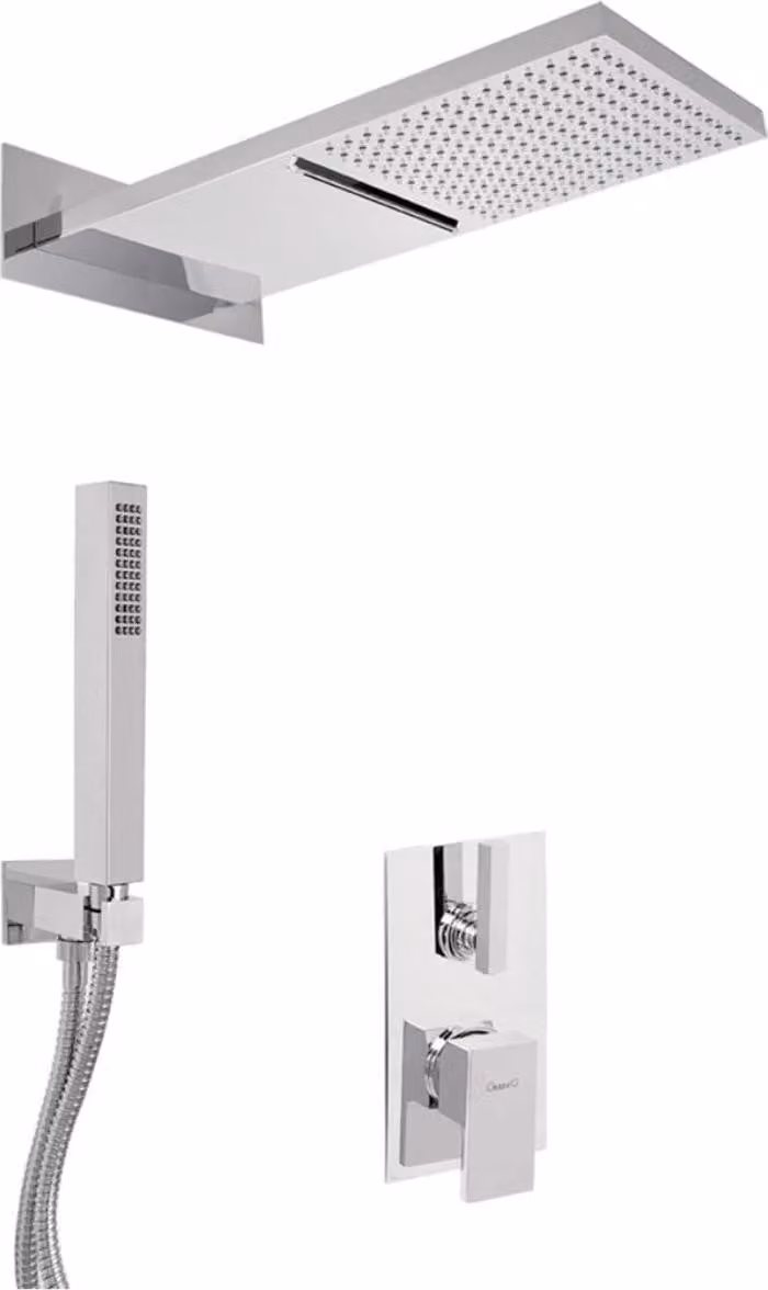 Set doccia miscelatore monocomando per doccia ad incasso soffione doccia con getto a cascata / getto a pioggia argento - Set doccia bagno