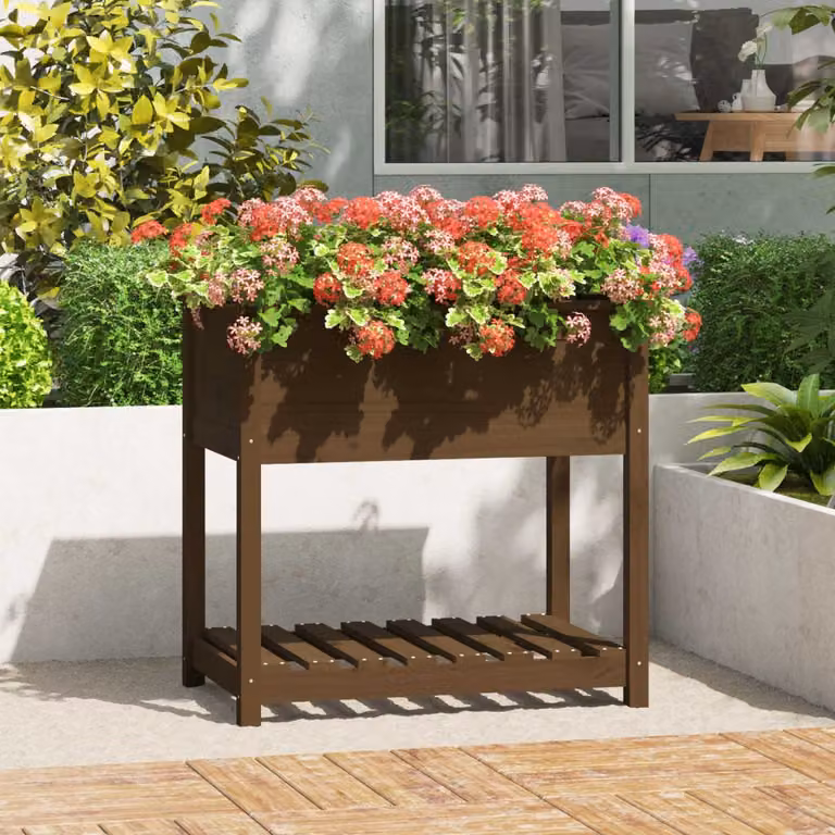 L/P/H: 82,5 x 54 x 81 cm vidaXL Fioriera Rialzata in Legno Marrone per Orto e Giardino