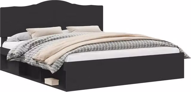 Letto matrimoniale | Letto per adulti | Struttura del letto Nero 180 x 200 cm Pino massello