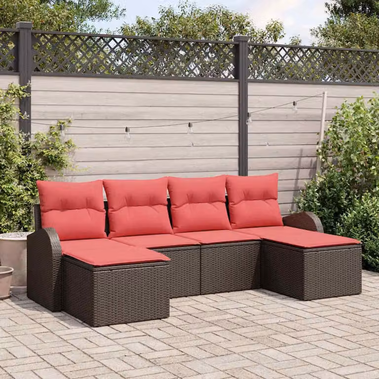 Maison Exclusive - Set da giardino composto da 6 pezzi. Colore: marrone. Materiale: rattan sintetico (poly rattan)