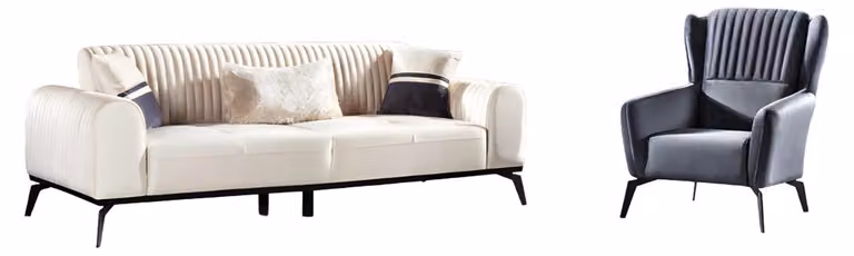 Wohnzimmer-Set 2tlg 3-Sitzer Sofa Sessel Sofagarnitur Möbel Modern 3+1