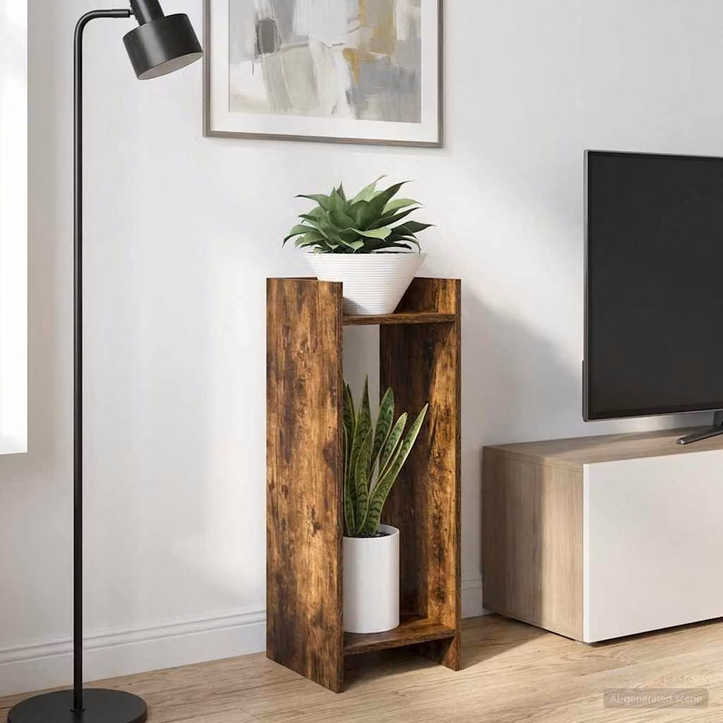 Set di 2 supporti per piante vidaXL in legno color rovere fumo, L/P/H: 30 x 30 x 80 cm