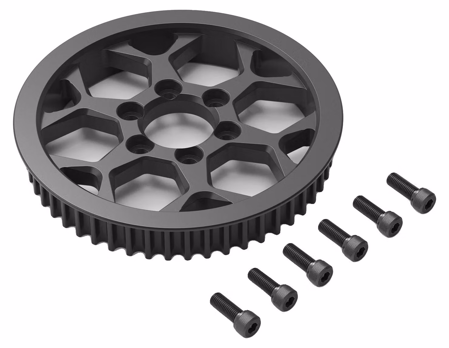 Acciaio, design scavato, precisione ottenuta con lavorazione CNC, colore nero
