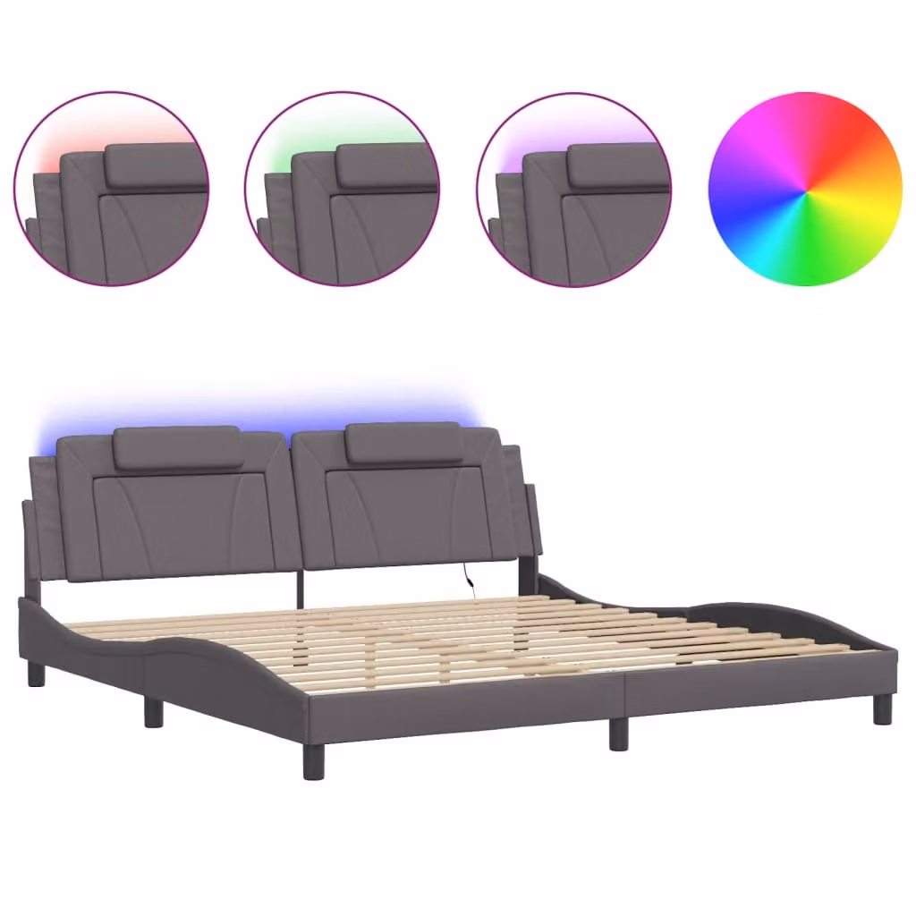 Giroletto Viana con LED senza Materasso Grigio 200x200 cm