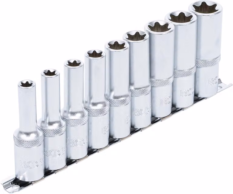 Set di chiavi a bussola BGS con profilo E, attacco quadro profondo 12,5 mm (1/2") SW E10 - E24 9 pezzi - 2026
