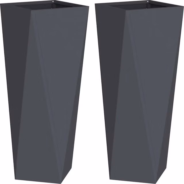 Set di 2 fioriere moderne da esterno HELLOSHOP26 in acciaio color antracite L/P/H: 30 x 30 x 75 cm – 1
