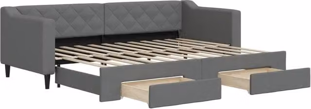 Divano letto | Sof¨¤ letto | Letto singolo Estraibile Cassetti Grigio Scuro 80x200cm Tessuto