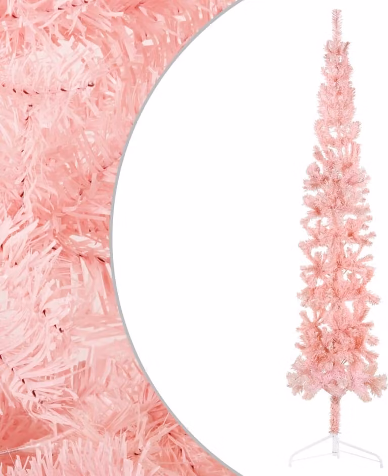 The Living Store Mezzo albero di Natale artificiale con supporto Slim Pink 240 cm