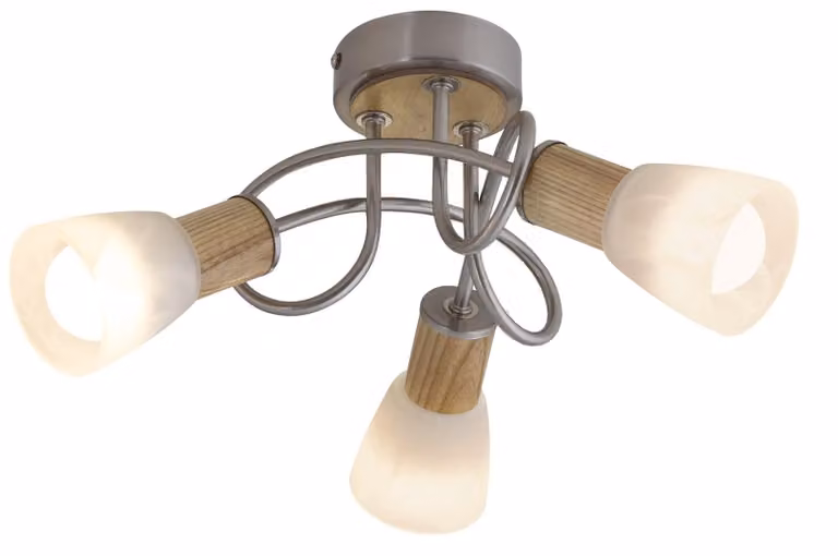 Plafoniera Gavin in metallo e vetro cromo satinato/faggio Ø38,5 cm