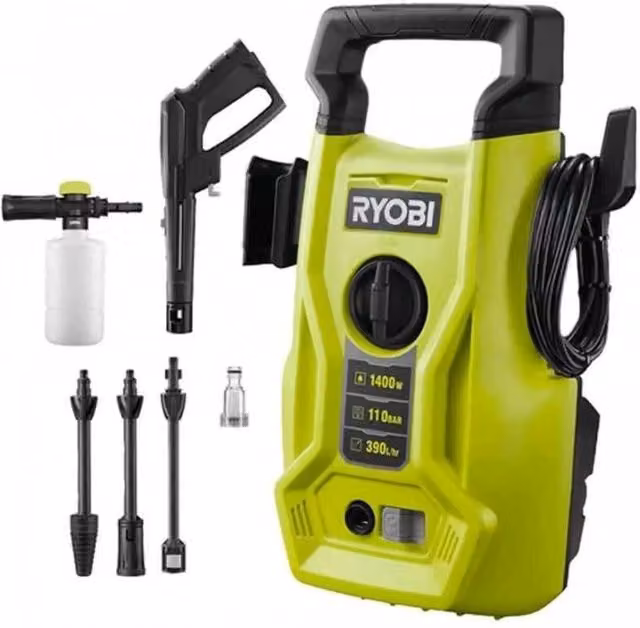 Idropulitrice compatta Ryobi RY110PWA 1400W 110 Bar gialla in alluminio e plastica