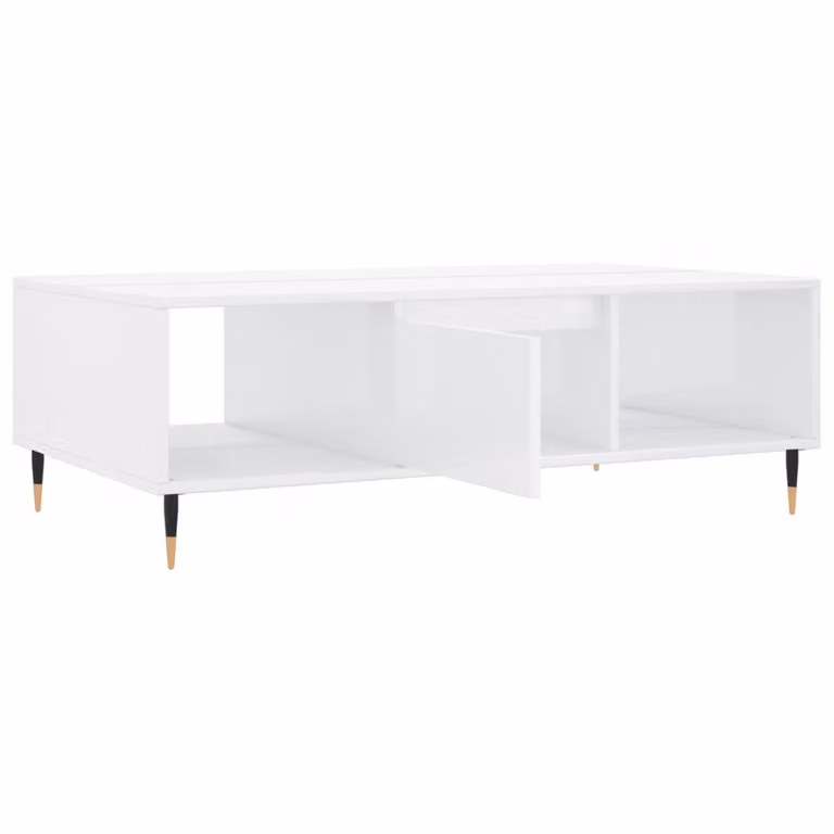 Tavolino da Salotto Bianco Lucido 104x60x35cm Legno Multistrato