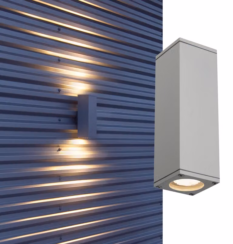Lampada da parete Theo, modello up/down, 2 attacchi GU10, massimo 35W, alluminio, color argento