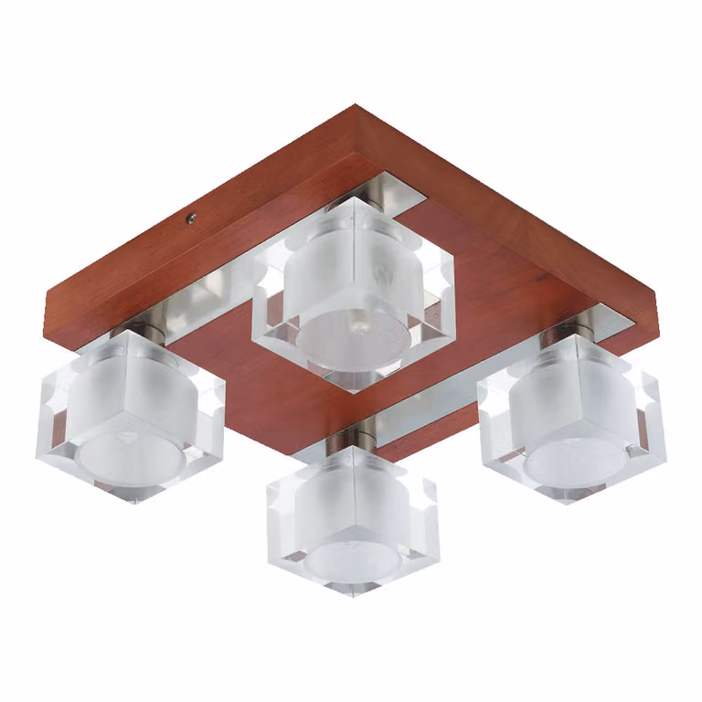 Plafoniera OMEGA 4xG9/40W, rosso ciliegia/cromo/cristallo L: 230, H: 100, dimmerabile