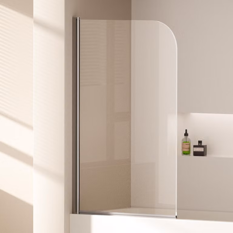 Pannello divisorio per doccia EMKE, 80x140 cm, per vasca da bagno, tipo a pieghevole, con rivestimento nanotecnologico per una facile pulizia