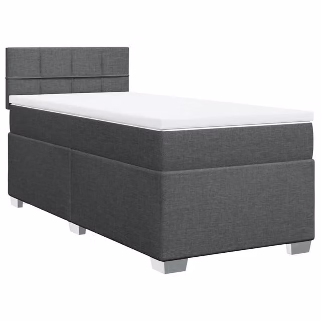 Letto singolo | Letto per adulti | Giroletto a Molle con Materasso Grigio Scuro 80x200 cm Tessuto