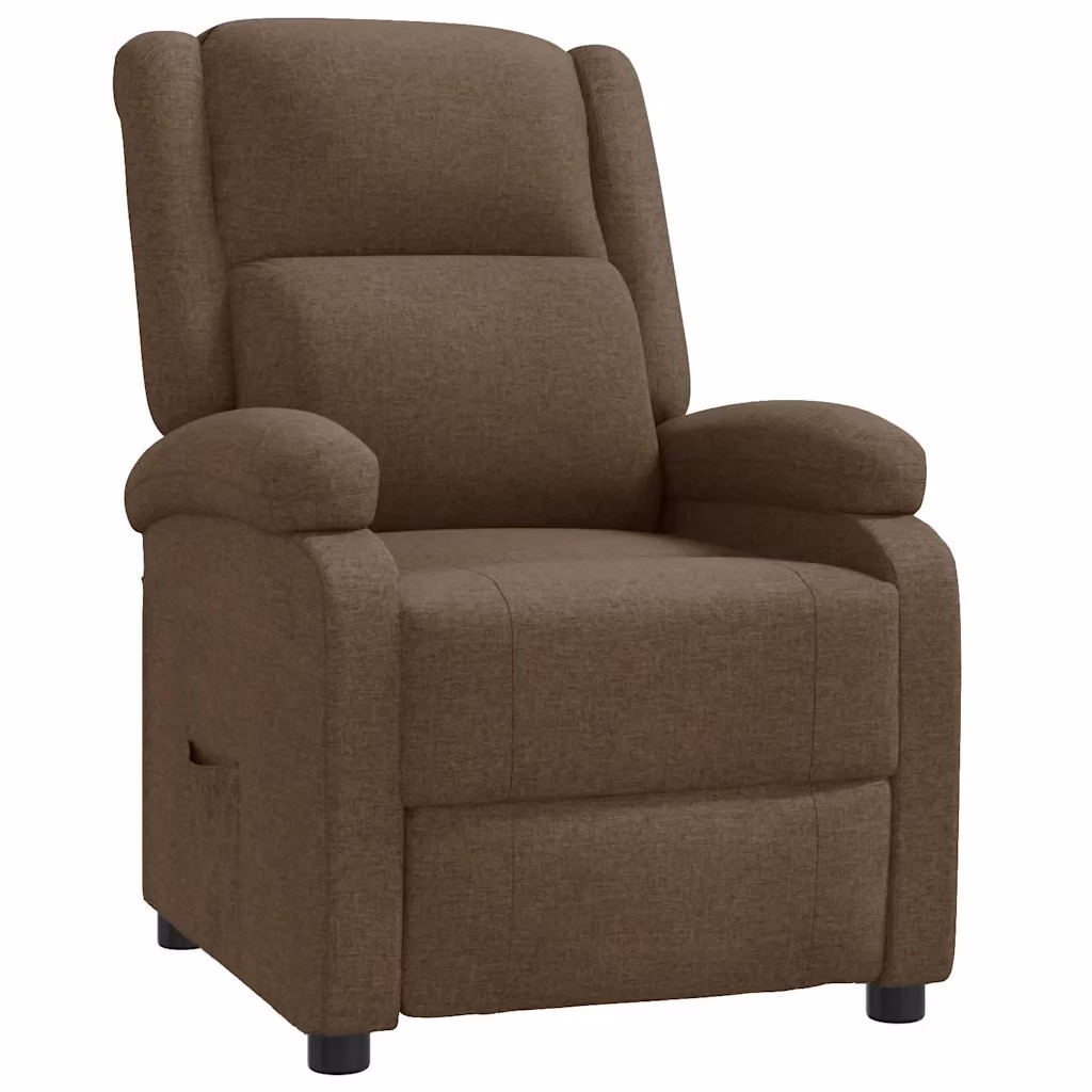 Poltrona Reclinabile Relax vidaXL in Tessuto Marrone con Braccioli e Regolazione Manuale – 2