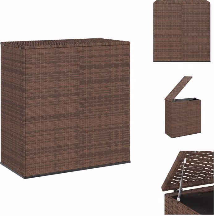 vidaXL Scatola per cuscini da giardino in rattan PE 100x49x103,5 cm Marrone - Scatole da giardino