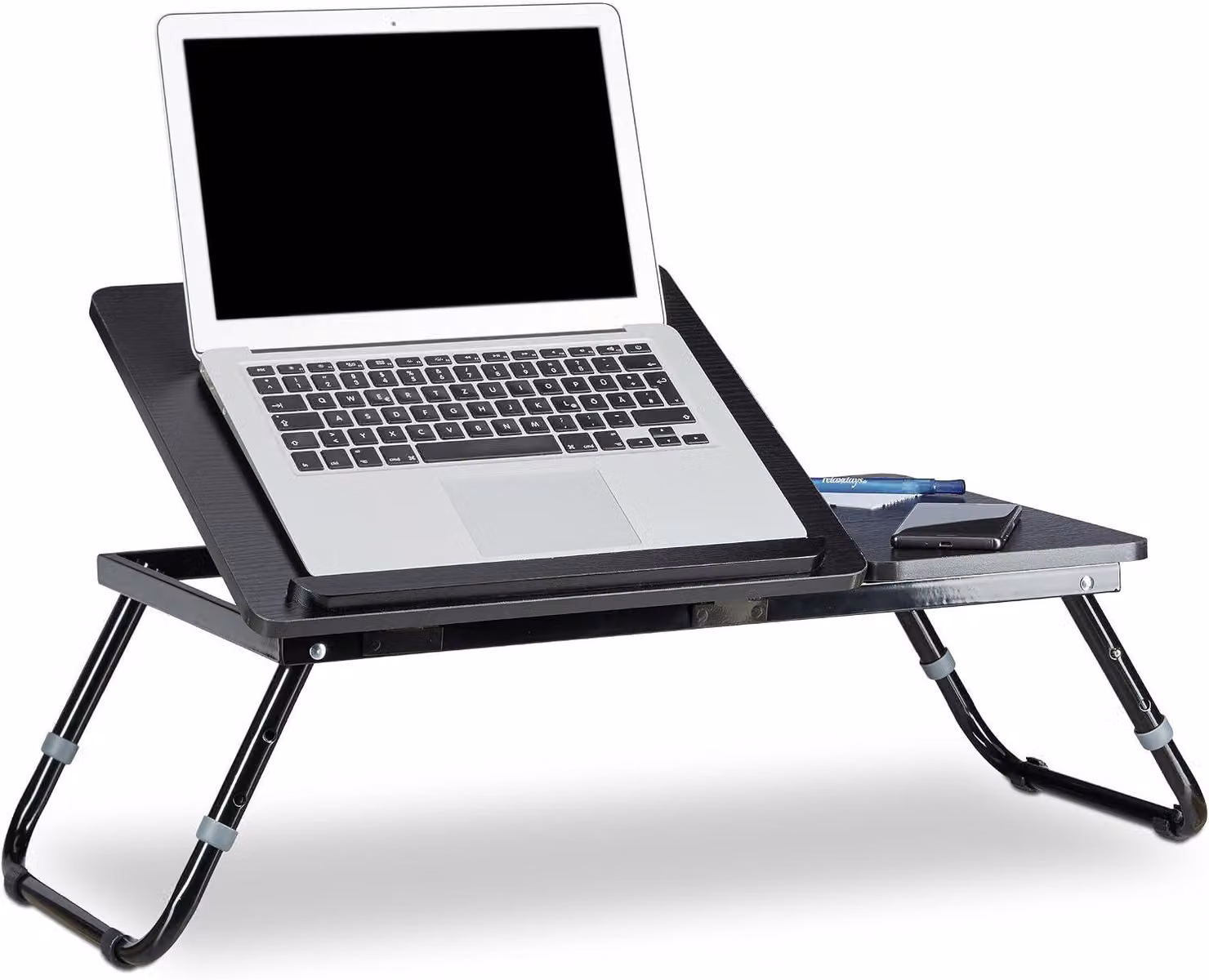 Tavolino portatile per laptop - Pieghevole - Inclinabile - Regolabile - In legno - 40 x 75 x 35 cm - Ideale per la colazione a letto - Tavolino da letto - Nero