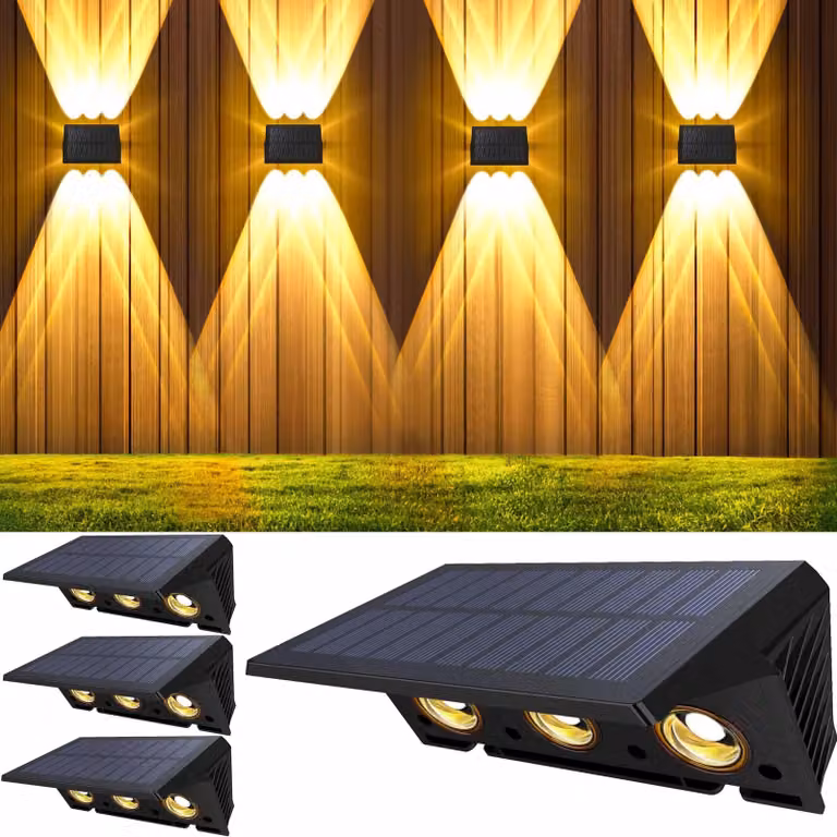 Lampade solari per esterni, 6 luci a LED, applique solare per esterni, grado di impermeabilità IP67