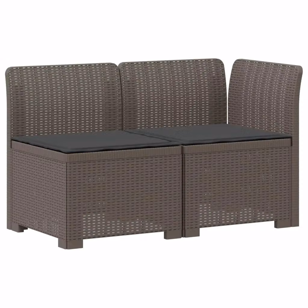 Divano da giardino a 2 posti con cuscini in rattan sintetico e tessuto resistente ai raggi UV, modello L-shape con orientamento a destra, colore antracite e grigio – 2
