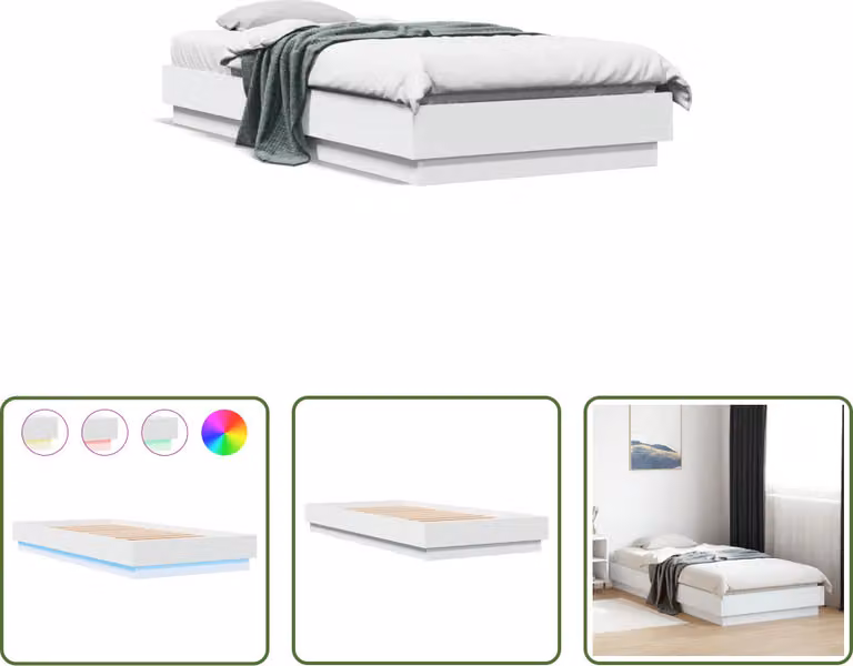 The Living Store Struttura letto con luci LED bianche 100x200 cm